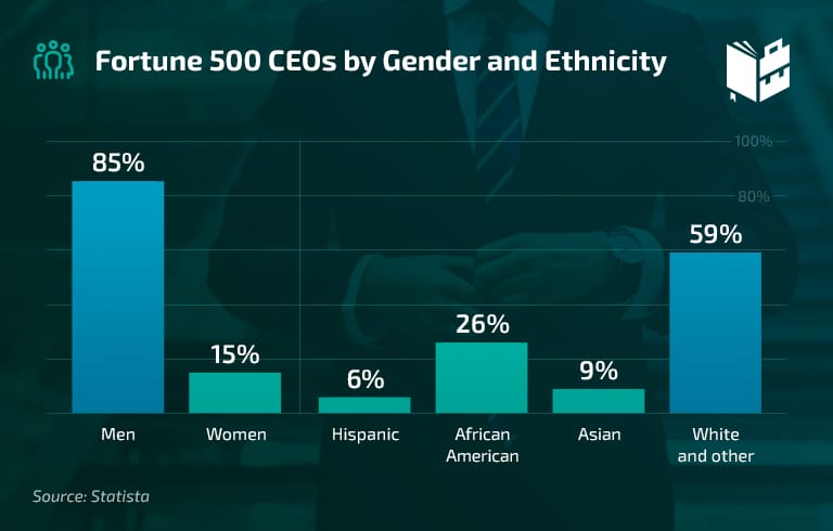 Diversity in the Workplace Statistics - Fortune 500 CEOs by gender and ethinicity